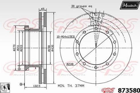 Maxtech 873580.0080 - Спирачен диск vvparts.bg