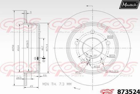 Maxtech 873524.0000 - Спирачен диск vvparts.bg