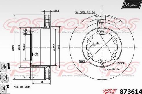 Maxtech 873614.6980 - Спирачен диск vvparts.bg