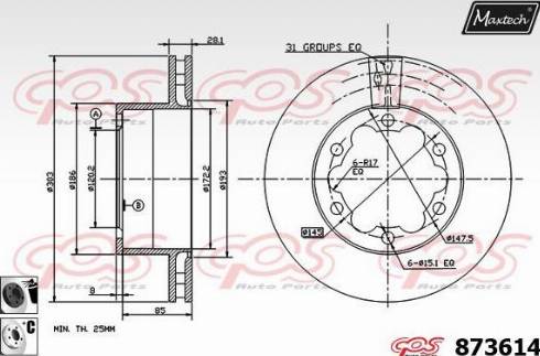 Maxtech 873614.6060 - Спирачен диск vvparts.bg