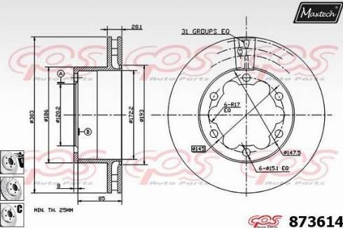 Maxtech 873614.6880 - Спирачен диск vvparts.bg