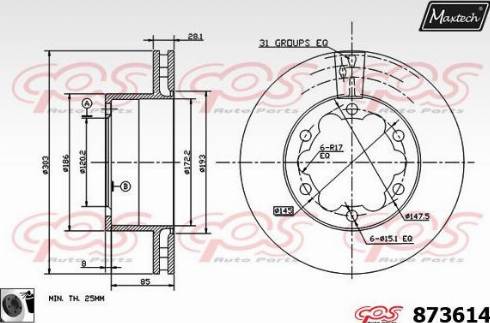 Maxtech 873614.0060 - Спирачен диск vvparts.bg