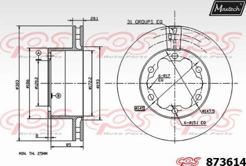 Maxtech 873614.0000 - Спирачен диск vvparts.bg