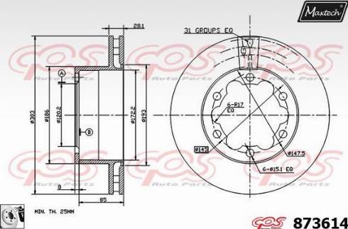 Maxtech 873614.0080 - Спирачен диск vvparts.bg