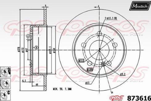 Maxtech 873616.6880 - Спирачен диск vvparts.bg