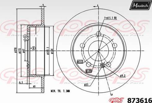 Maxtech 873616.0000 - Спирачен диск vvparts.bg