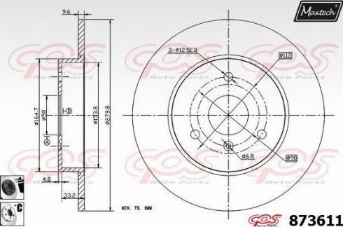 Maxtech 873611.6060 - Спирачен диск vvparts.bg