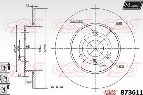 Maxtech 873611.6880 - Спирачен диск vvparts.bg