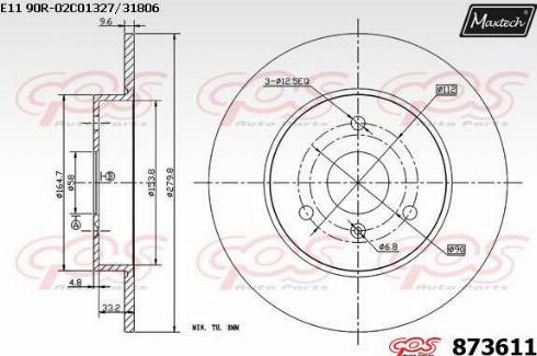 Maxtech 873611.0000 - Спирачен диск vvparts.bg