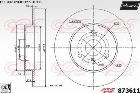 Maxtech 873611.0080 - Спирачен диск vvparts.bg