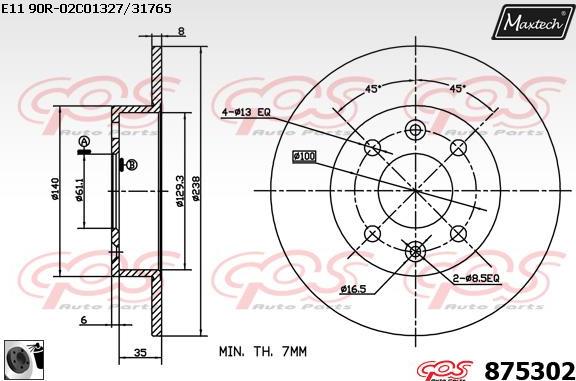 Maxtech 873096 - Спирачен диск vvparts.bg