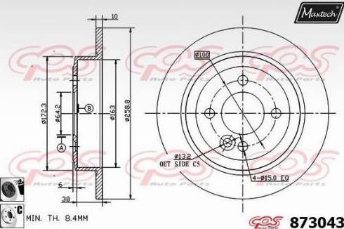 Maxtech 873043.6060 - Спирачен диск vvparts.bg