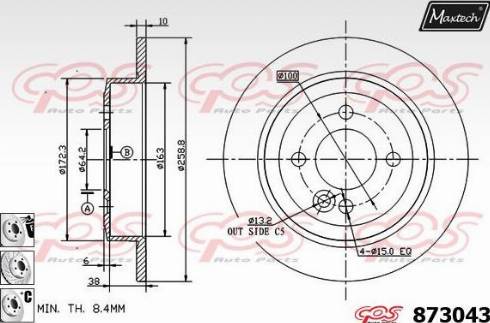 Maxtech 873043.6980 - Спирачен диск vvparts.bg