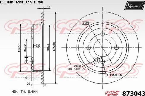 Maxtech 873043.0000 - Спирачен диск vvparts.bg