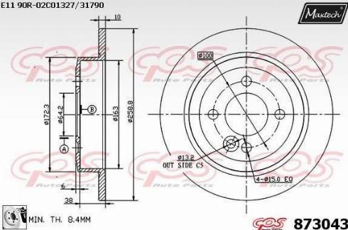 Maxtech 873043.0080 - Спирачен диск vvparts.bg