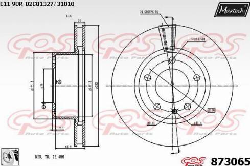 Maxtech 873065.0080 - Спирачен диск vvparts.bg