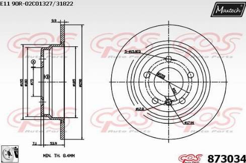 Maxtech 873034.0080 - Спирачен диск vvparts.bg