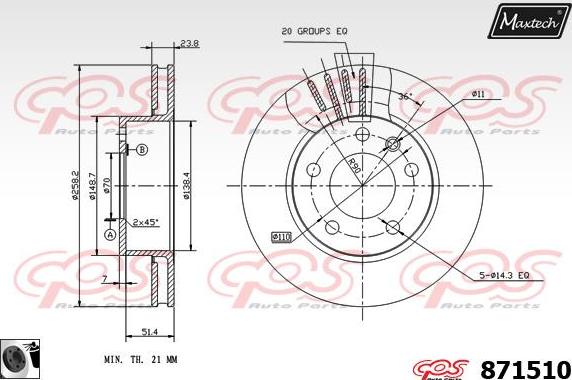 Maxtech 873034 - Спирачен диск vvparts.bg