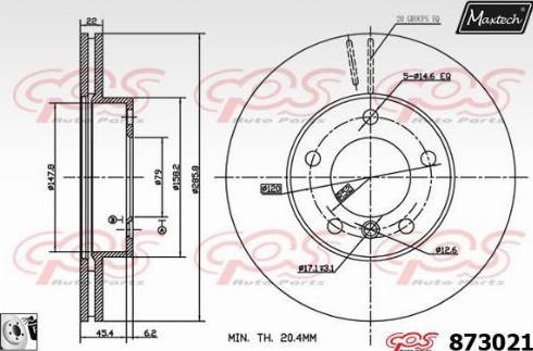 Maxtech 873021.0080 - Спирачен диск vvparts.bg