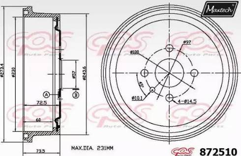 Maxtech 872510.0000 - Спирачен барабан vvparts.bg