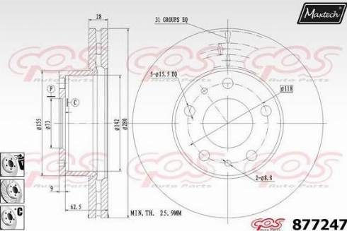 Maxtech 877247.6880 - Спирачен диск vvparts.bg