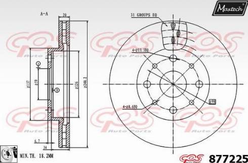 Maxtech 877225.0080 - Спирачен диск vvparts.bg