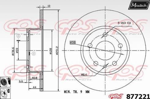 Maxtech 877221.6060 - Спирачен диск vvparts.bg