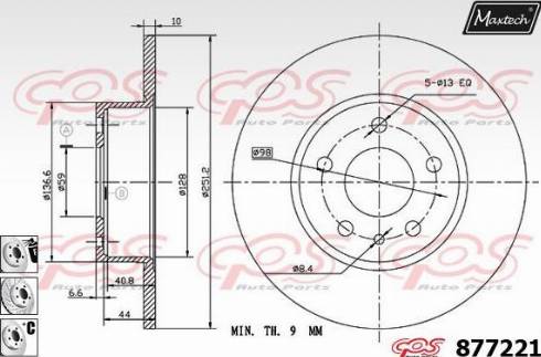 Maxtech 877221.6880 - Спирачен диск vvparts.bg