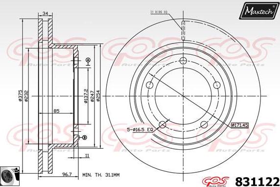 Maxtech 877221 - Спирачен диск vvparts.bg