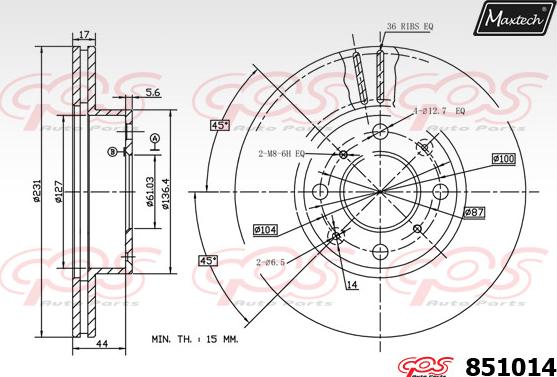 Maxtech 70160094 - Комплект водещи втулки, спирачен апарат vvparts.bg