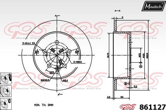 Maxtech 70160066 - Комплект водещи втулки, спирачен апарат vvparts.bg