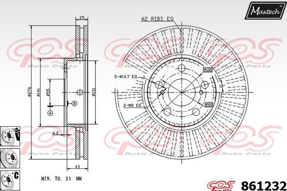 Maxtech 70160003 - Комплект водещи втулки, спирачен апарат vvparts.bg