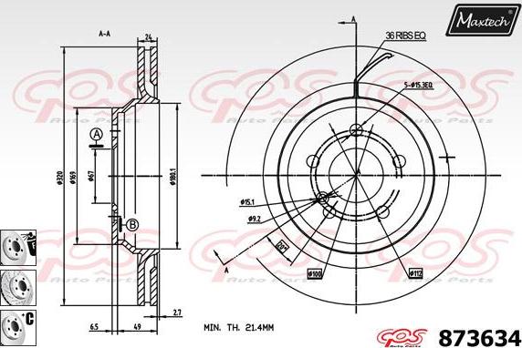 Maxtech 70160002 - Комплект водещи втулки, спирачен апарат vvparts.bg