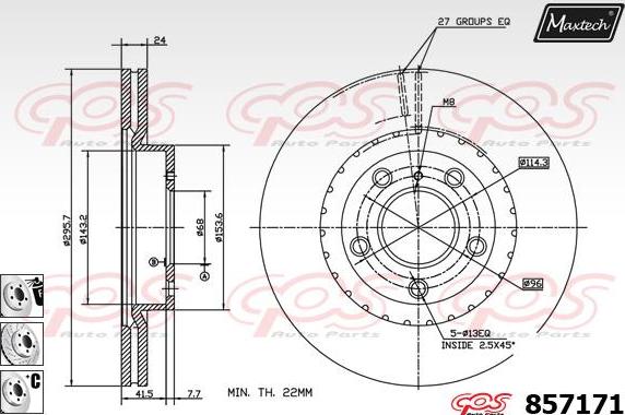 Maxtech 70160088 - Комплект водещи втулки, спирачен апарат vvparts.bg