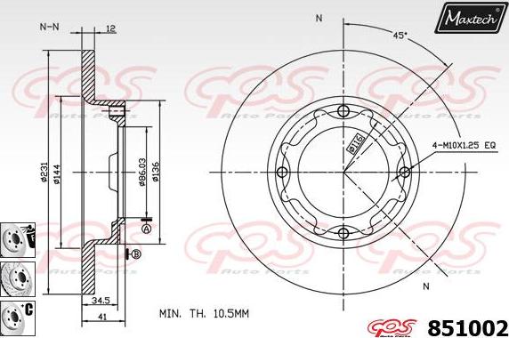 Maxtech 70160036 - Комплект водещи втулки, спирачен апарат vvparts.bg