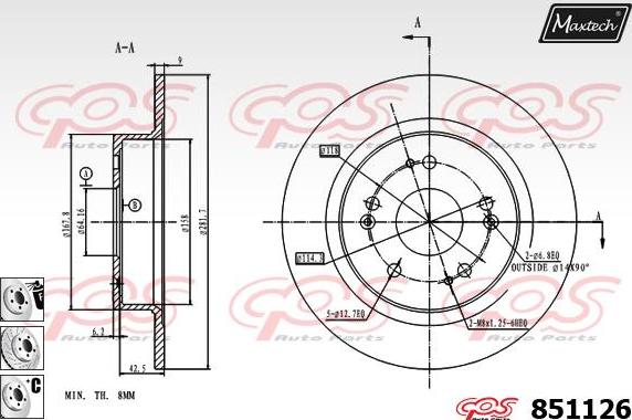 Maxtech 70160031 - Комплект водещи втулки, спирачен апарат vvparts.bg