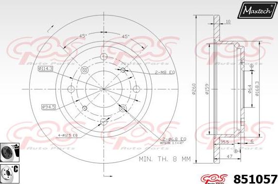 Maxtech 70160033 - Комплект водещи втулки, спирачен апарат vvparts.bg