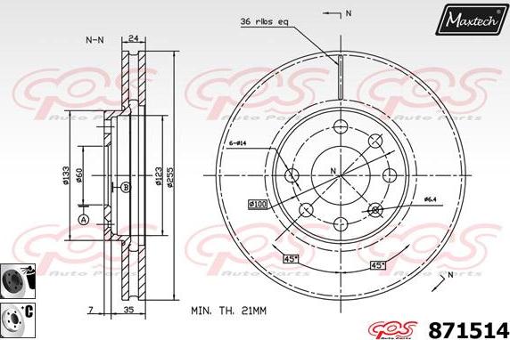 Maxtech 70160126 - Комплект водещи втулки, спирачен апарат vvparts.bg