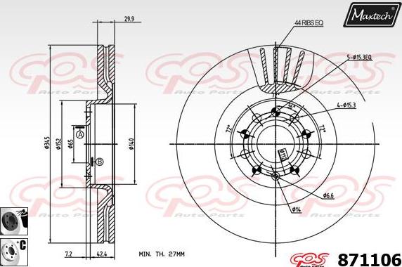 Maxtech 70180450 - Уплътнение, бутало на спирачния апарат vvparts.bg