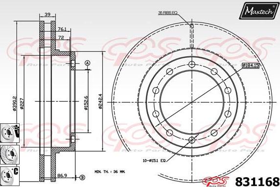 Maxtech 857140 - Спирачен диск vvparts.bg