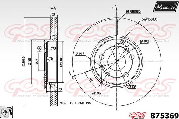 Maxtech 70180340 - Уплътнение, бутало на спирачния апарат vvparts.bg