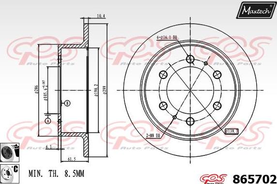 Maxtech 70180385 - Уплътнение, бутало на спирачния апарат vvparts.bg