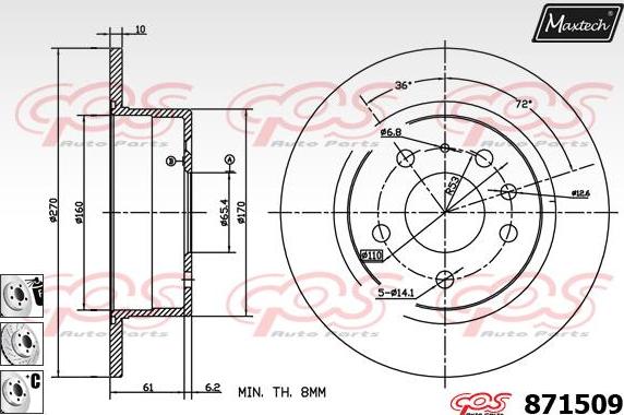 Maxtech 70180381 - Уплътнение, бутало на спирачния апарат vvparts.bg