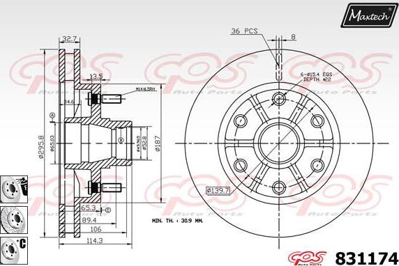 Maxtech 70180338 - Уплътнение, бутало на спирачния апарат vvparts.bg