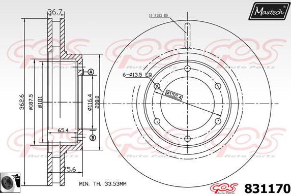 Maxtech 70180333 - Уплътнение, бутало на спирачния апарат vvparts.bg