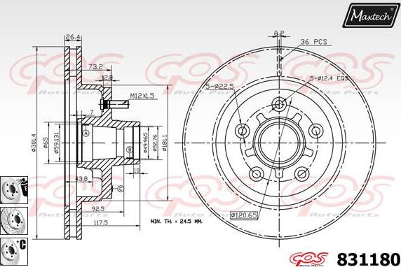 Maxtech 72957048 - Бутало, спирачен апарат vvparts.bg