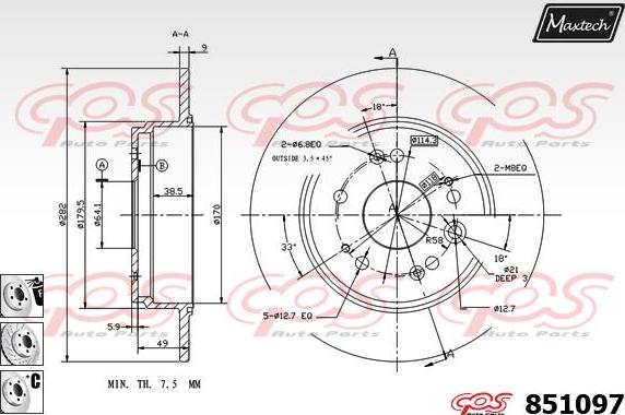 Maxtech 70180252 - Уплътнение, бутало на спирачния апарат vvparts.bg