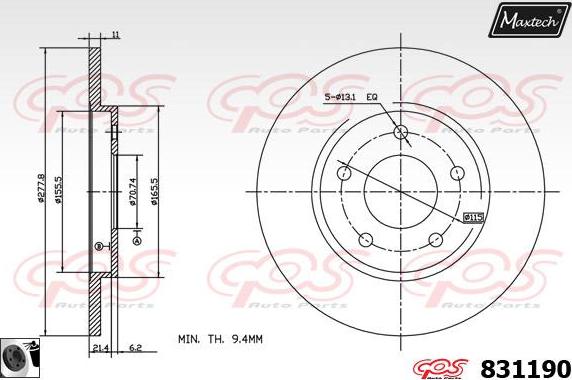 Maxtech 72940042 - Бутало, спирачен апарат vvparts.bg