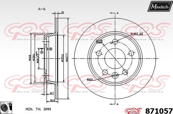 Maxtech 70200508 - Ремонтен комплект, спирачен апарат vvparts.bg