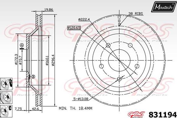 Maxtech 70200633 - Ремонтен комплект, спирачен апарат vvparts.bg